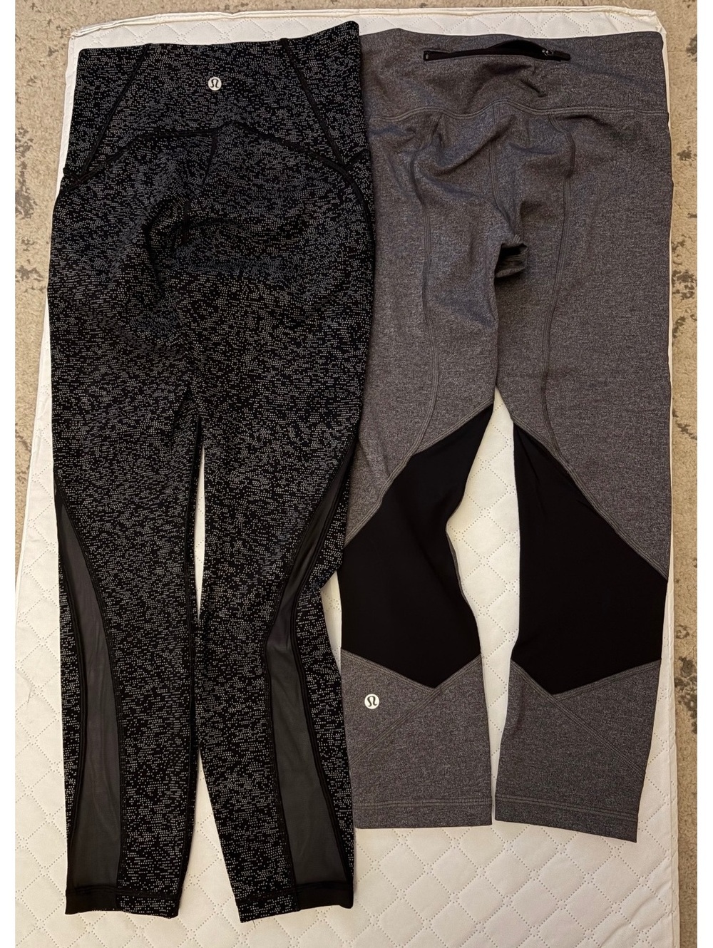 Lululemon Size 4 Leggings Bundle Black Gray Mesh Running Workout Pants